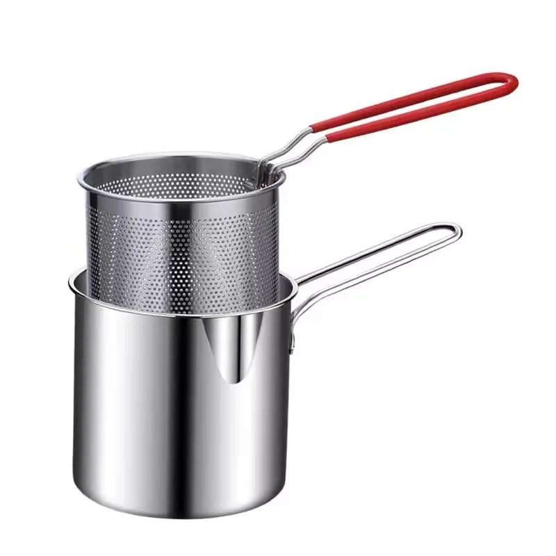 1200ML Portable Cooking Pot with Strainer Basket