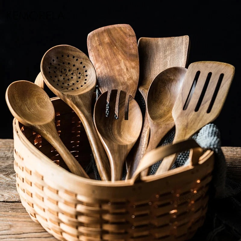 Wooden Spoons For Cooking Wooden Utensils For Cooking With Utensils Holder Teak Wooden Kitchen Utensils Set