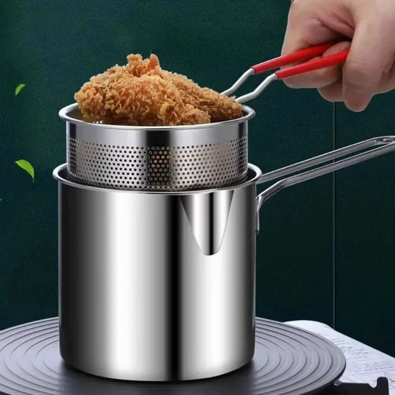 1200ML Portable Cooking Pot with Strainer Basket