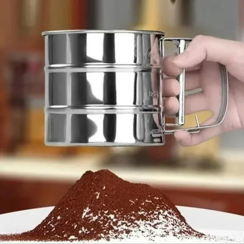 Stainless Steel Handheld Flour Sieve with Hand Pressure