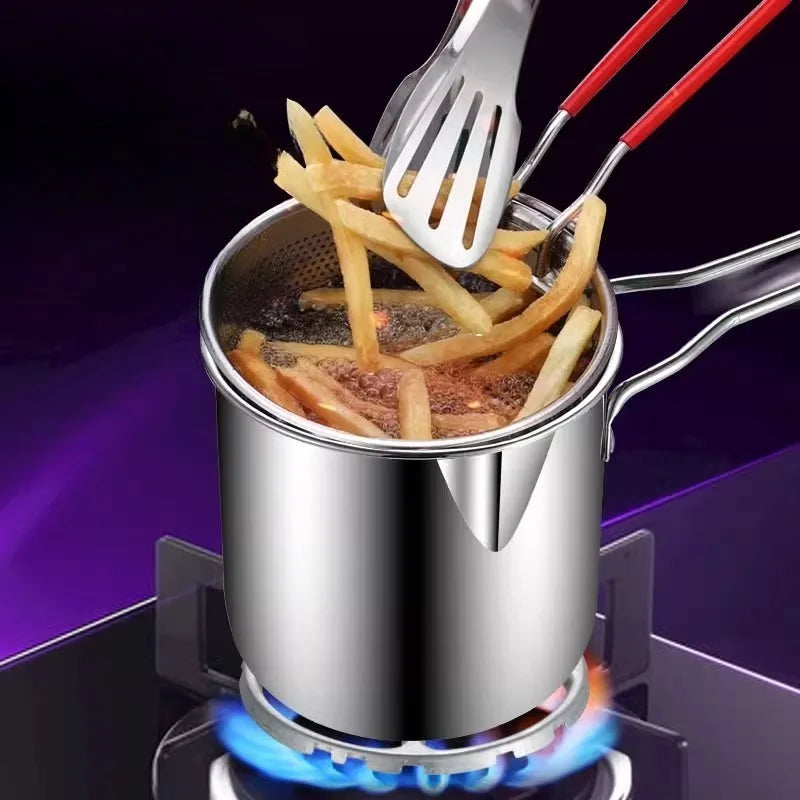 1200ML Portable Cooking Pot with Strainer Basket