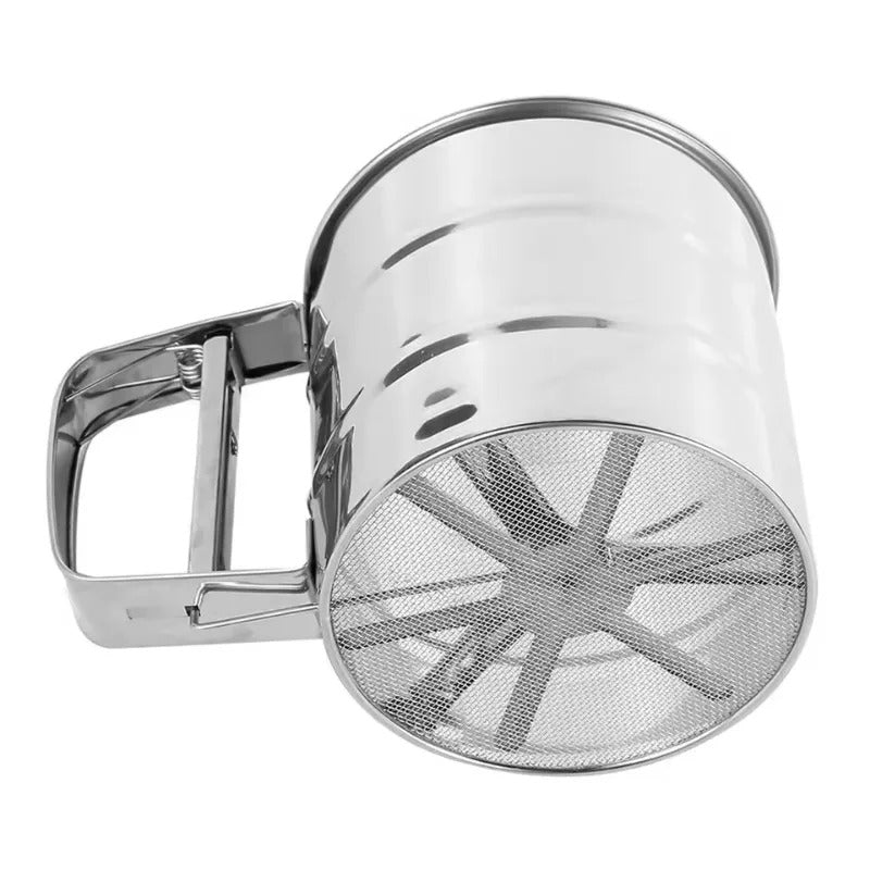 Stainless Steel Handheld Flour Sieve with Hand Pressure