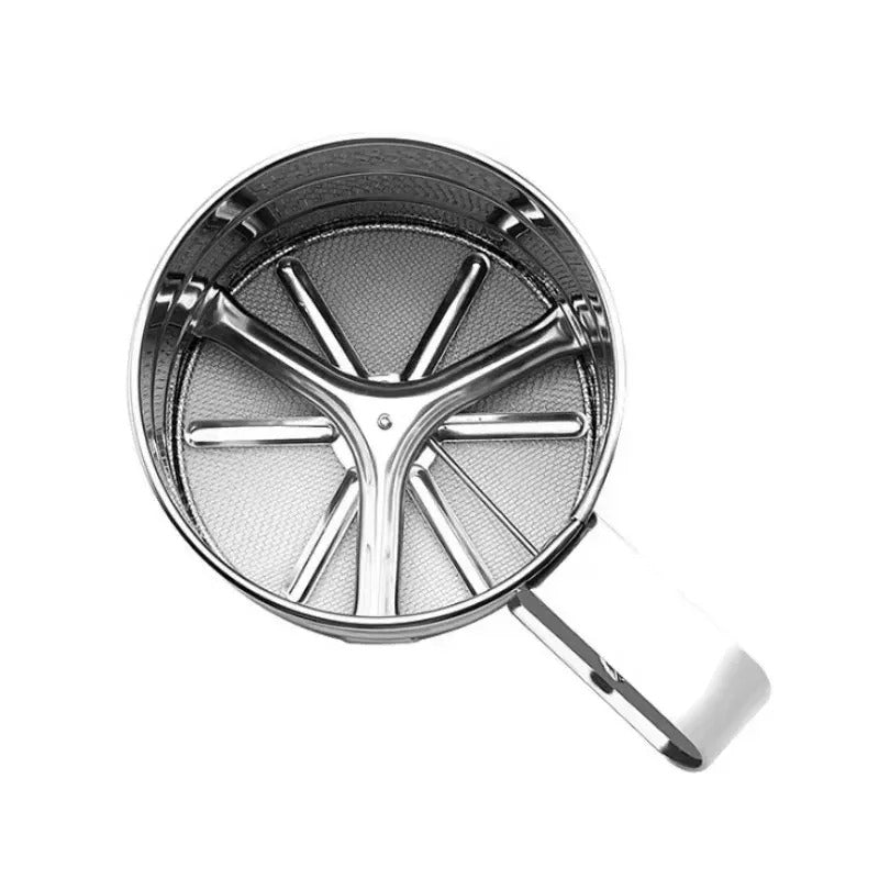Stainless Steel Handheld Flour Sieve with Hand Pressure