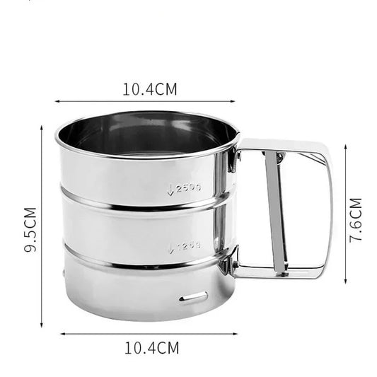 Stainless Steel Handheld Flour Sieve with Hand Pressure