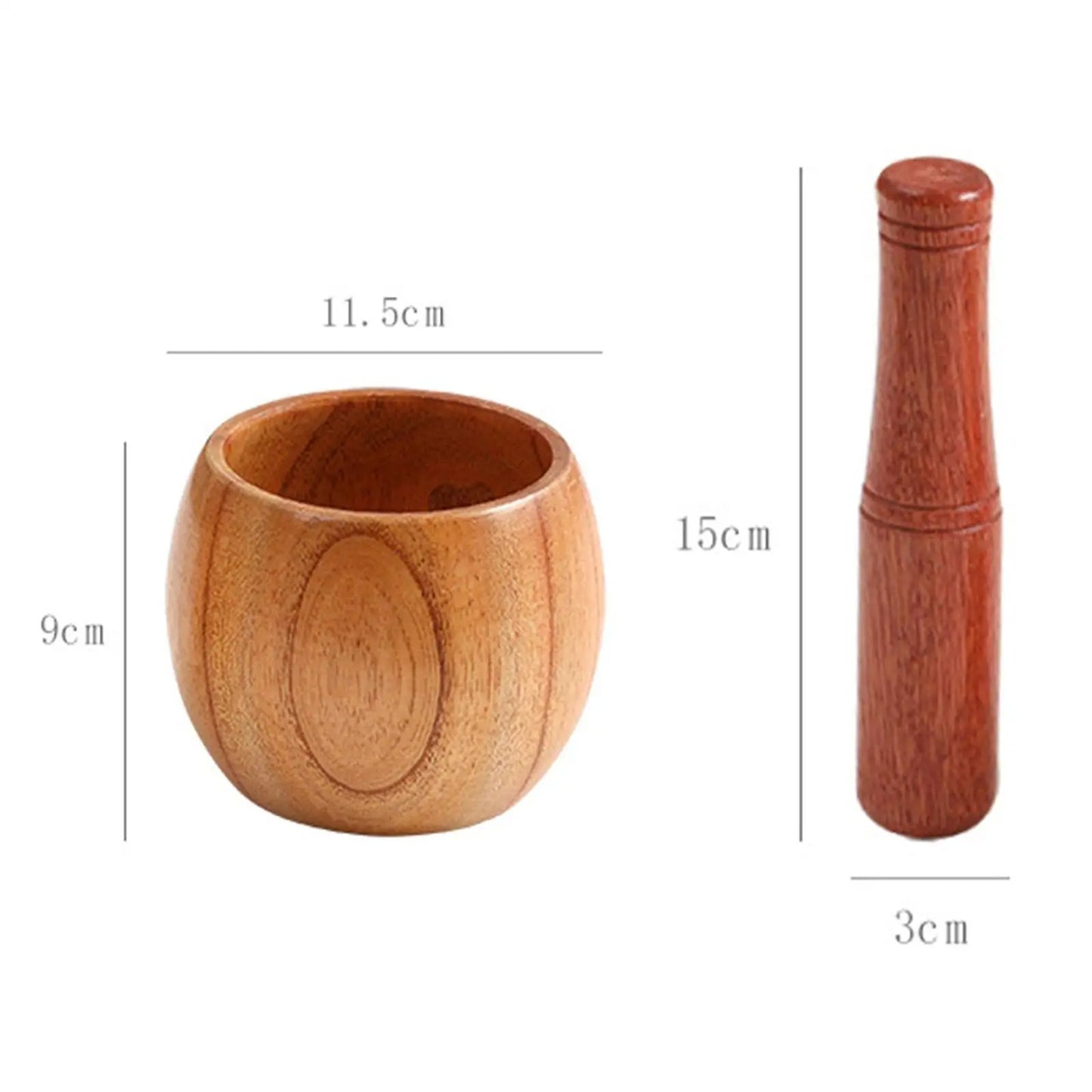 Wooden Mortar and Pestle Set,Rustic Handmade Mortar